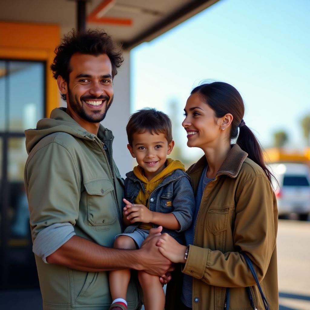 Familia en viaje utilizando YPF